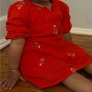 Cat & Jack Red Floral Kids Casual Dress